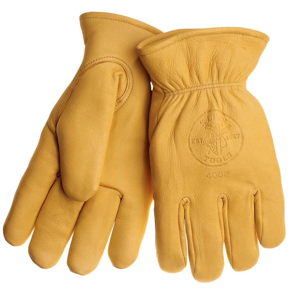 40018 Premium Grade General Purpose Gloves, Work, Gunn Cut Style, XL, Deerskin Leather Palm, Deerskin Leather, Yellow, Pile Lining
