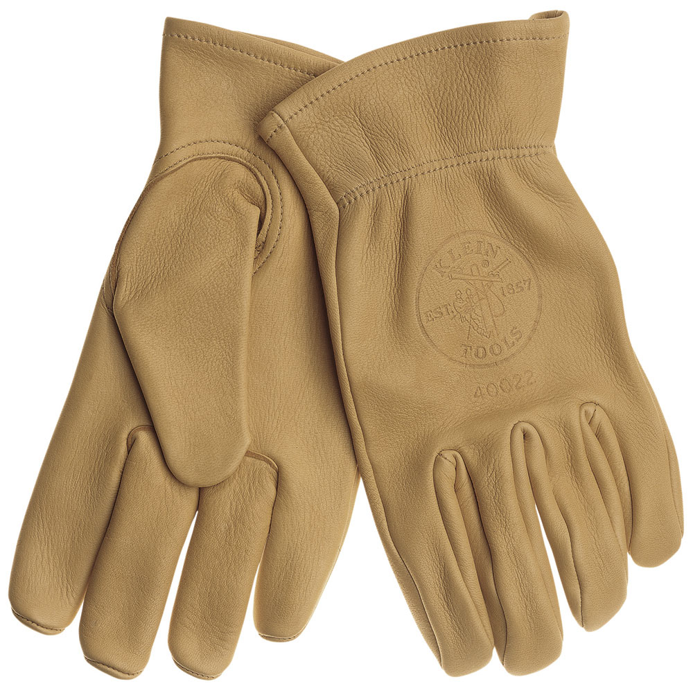 40022 Premium Grade General Purpose Gloves, Work, Gunn Cut Style, L, Deerskin Leather Palm, Deerskin Leather, Natural Light Tan, Pile Lining