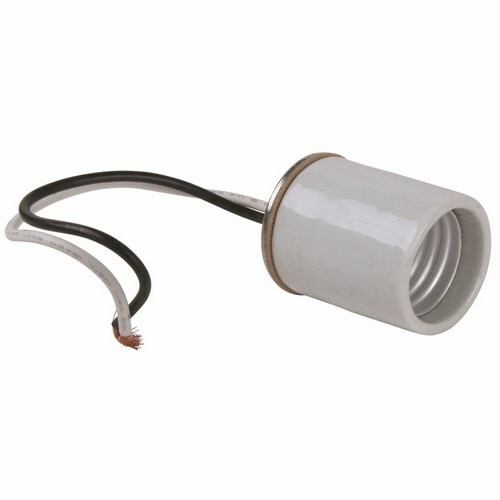 10085 Medium base, porcelain, keyless, single circuit 2-18 awg leads 6-inch long