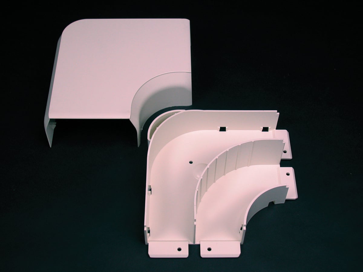 Non-Metallic Radiused Flat Elbow Fitting; White