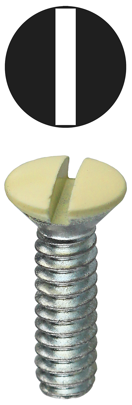 414ALD Chip-Resistant Oval Head Slotted Wallplate Screw, #6-32 x 1/2 in, Steel, Painted