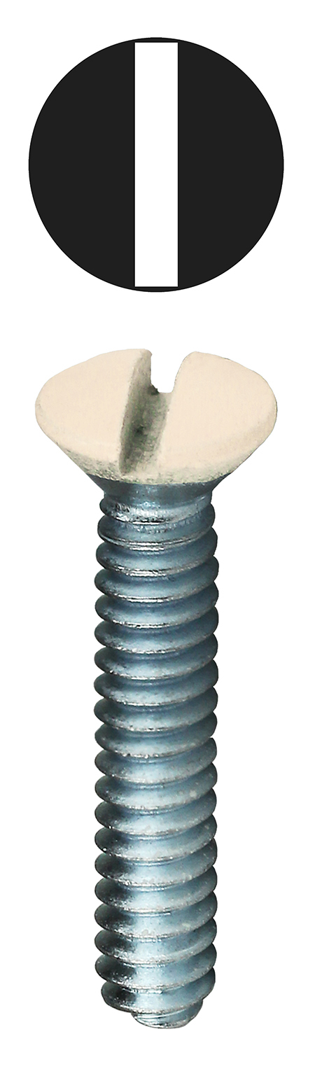 416ALD Wall Plate Machine Screw, #6-32, 1 in OAL, Steel, Oval Head, Painted, Slotted Drive