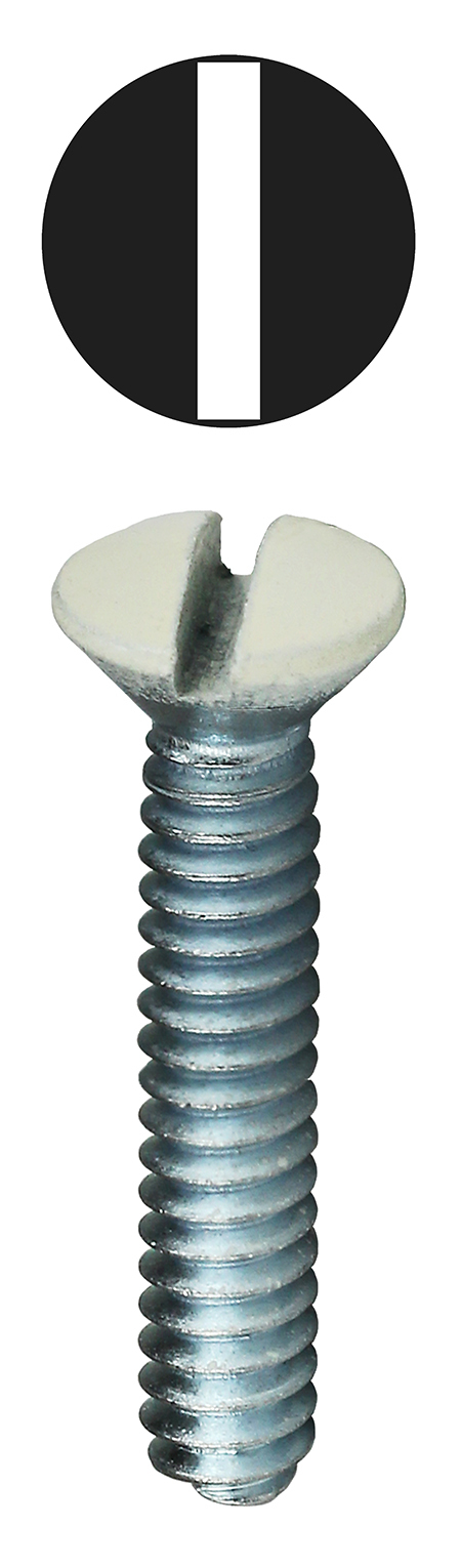 416WHT Oval Head Slotted Wallplate Screw, #6-32 x 1 in, Steel, Painted