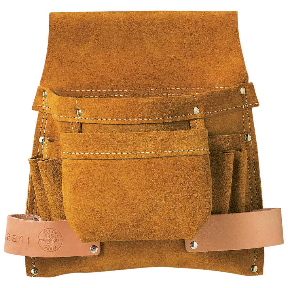 42241 6-Pocket Combination Nail/Screw and Tool Pouch, Leather, Tan