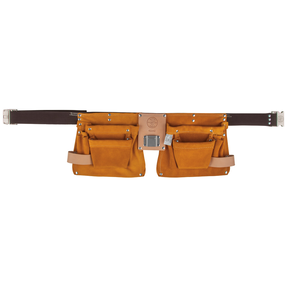 42242 1-Piece Combination Nail/Screw and Tool Pouch Apron, Universal, 10 Pockets, Leather, Tan