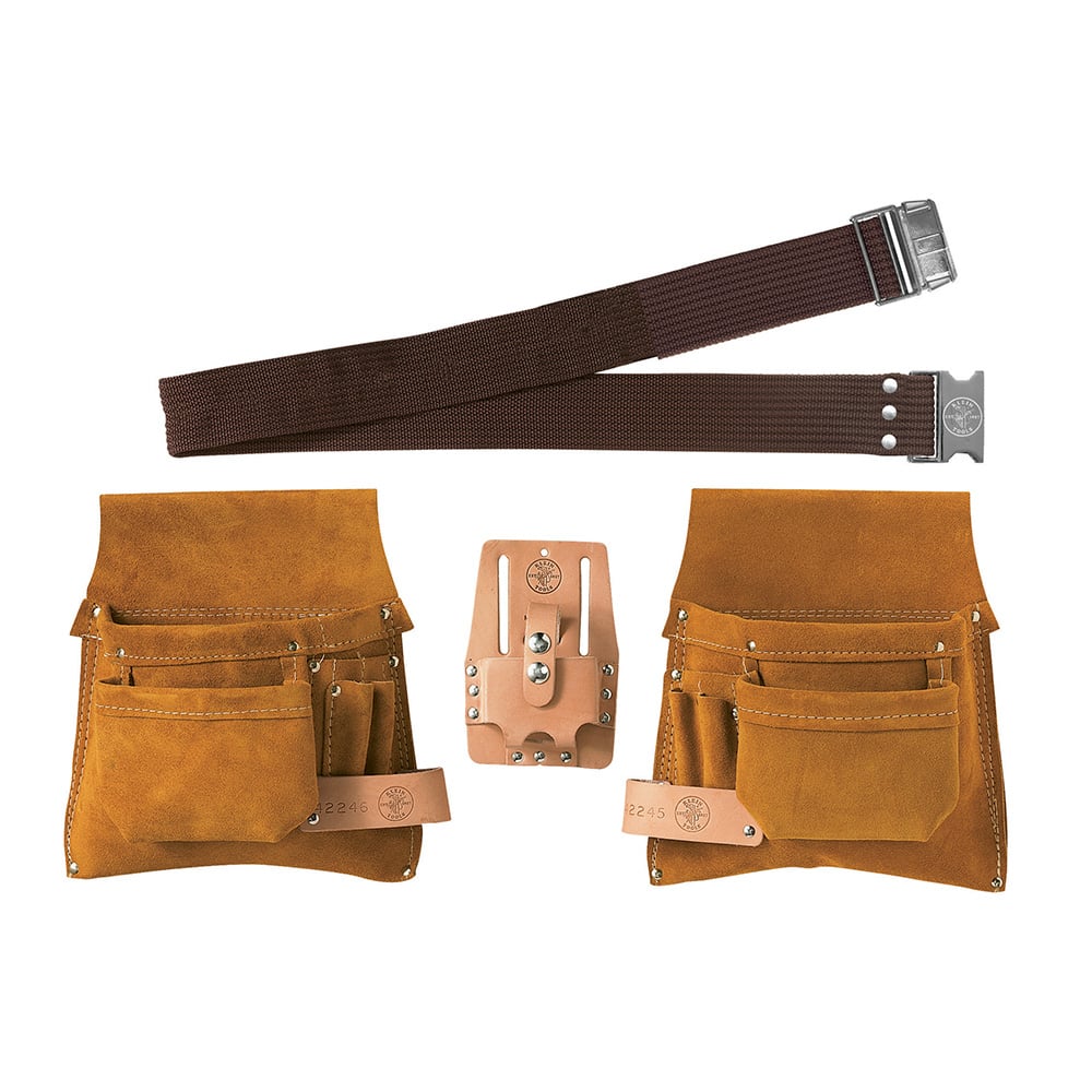 42244 6-Pocket Combination Nail/Screw and Tool Pouch, Leather, Brown