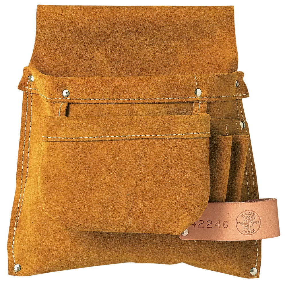 42246 3-Pocket Combination Nail/Screw and Tool Pouch, Leather, Brown