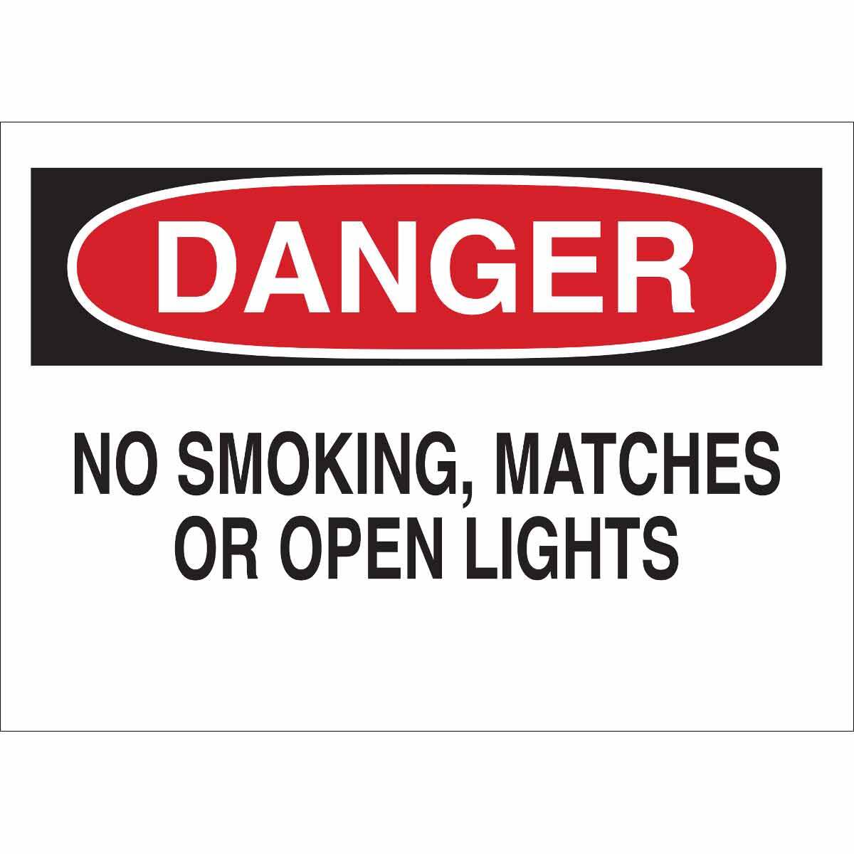 42658 Non-Reflective Rectangular No Smoking Sign, DANGER, 10 in H x 14 in W, Black/Red on White, B-555 Aluminum, Fastened Mount