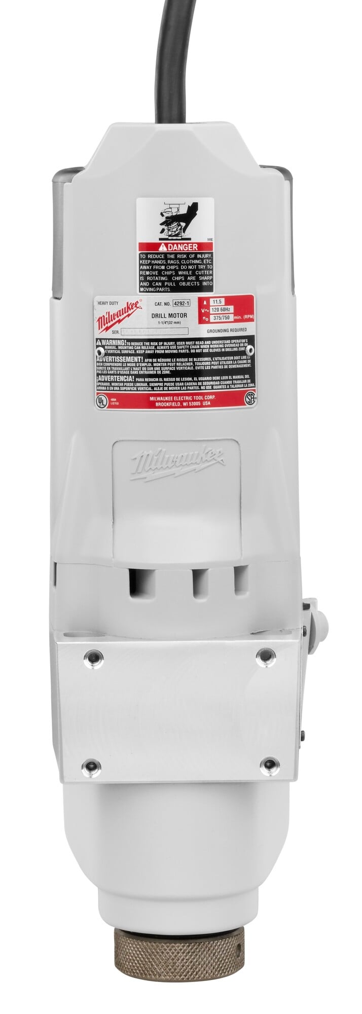 4292-1 Heavy Duty Portable Magnetic Motor, For Use With Electromagnetic Drill Press, 120 V AC, 11.5 A, 750 rpm No Load, 1-1/4 in Drill Capacity, 1 in Chuck Size, 4 ft Cord, 1530/1600 lb Drill Point Pressure, 1-14 Tap Capacity
