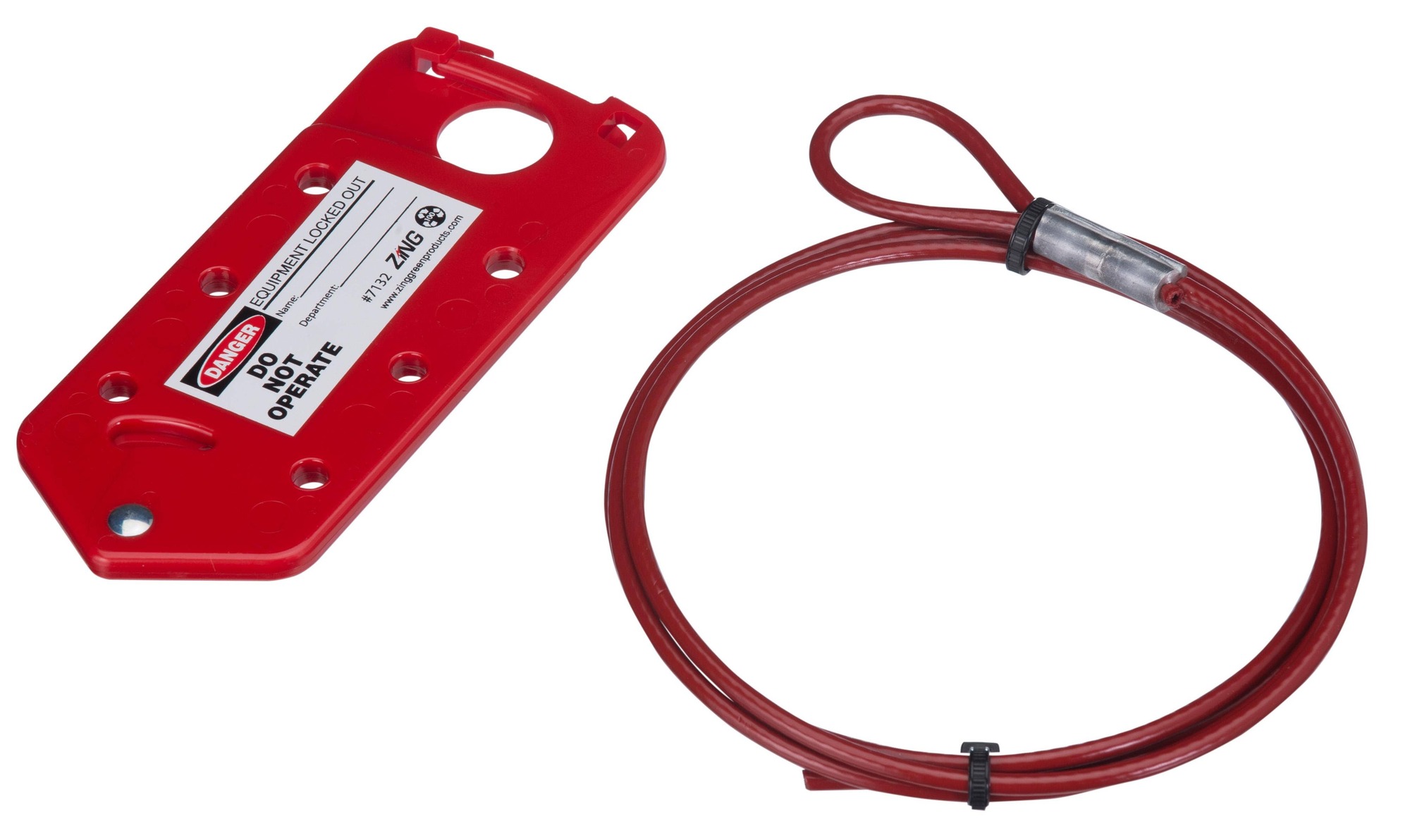 44-829 1-Stage Heavy Duty Cable Lockout, 6 ft L Steel Cable, 6 Padlocks, 9/32 in Padlock Shackle Maximum Diameter