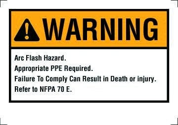 44-892 Rectangular Self-Sticking Warning Label, 5 in L x 3-1/2 in W, WARNING Legend, Black/White/Yellow, Polyester, 5 per Pack Labels