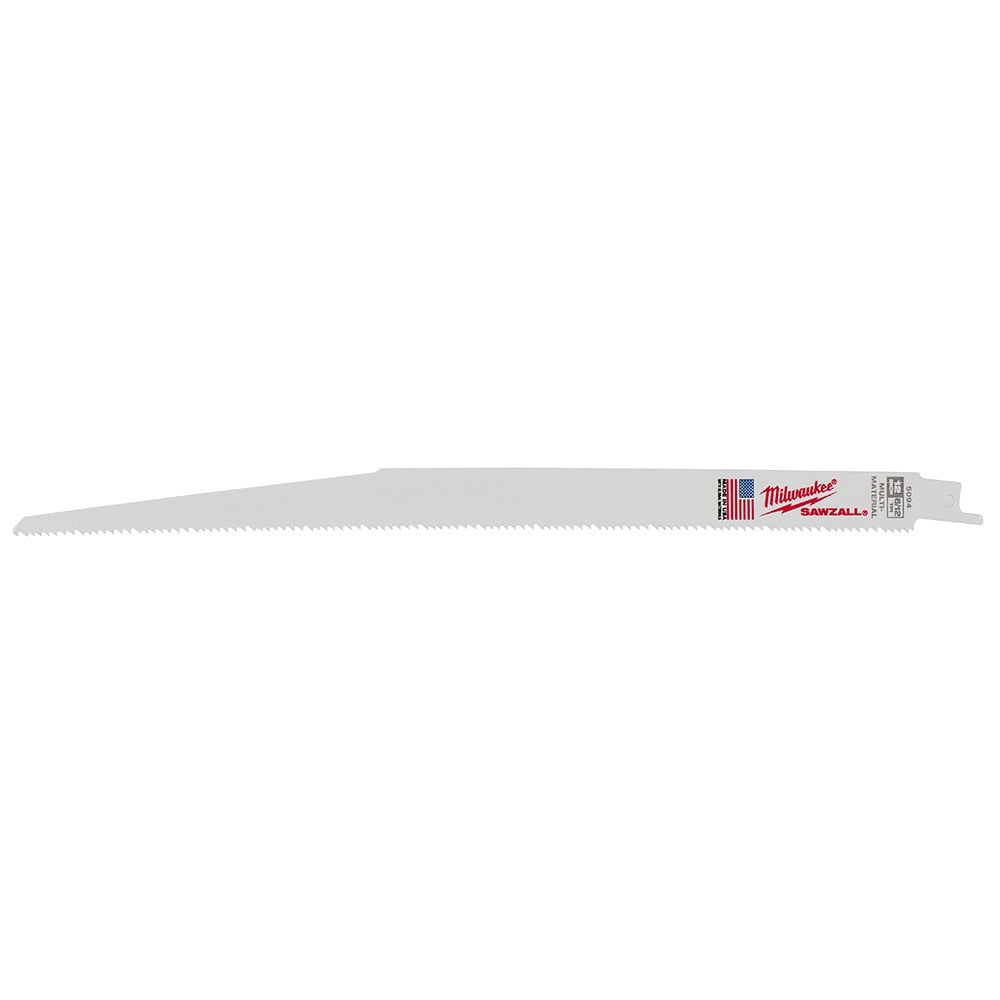 48-00-5094 Sawzall Straight Back Thin Kerf Reciprocating Saw Blade, 12 in L x 3/4 in W, 8/12 TPI, Bi-Metal Body, Universal/Toothed Edge Tang