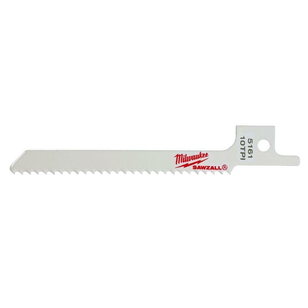 48-00-5161 Sawzall Straight Back Reciprocating Saw Blade, 3-5/8 in L x 5/16 in W, 10 TPI, Bi-Metal Body, Universal/Toothed Edge Tang