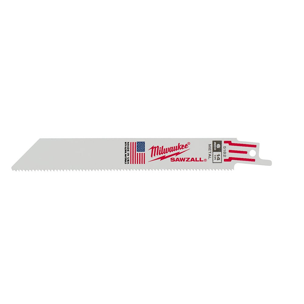 48-00-5182 Sawzall Double Duty Straight Back Thin Kerf Reciprocating Saw Blade, 6 in L x 3/4 in W, 14 TPI, Bi-Metal Body, Universal/Toothed Edge Tang