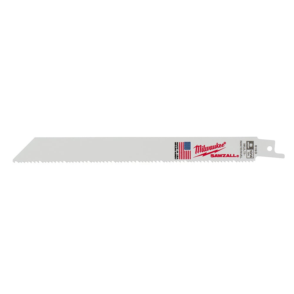48-00-5193 Sawzall Heavy Duty High Performance Straight Back Reciprocating Saw Blade, 8 in L x 5/8 in W, 10/14 TPI, Bi-Metal Body, Universal/Toothed Edge Tang