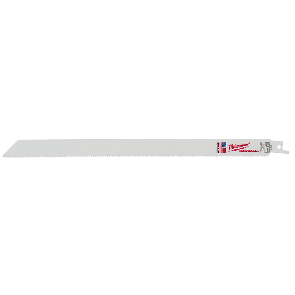 48-00-5194 Sawzall Heavy Duty High Performance Straight Back Reciprocating Saw Blade, 12 in L x 5/8 in W, 10/14 TPI, Bi-Metal Body, Universal/Toothed Edge Tang