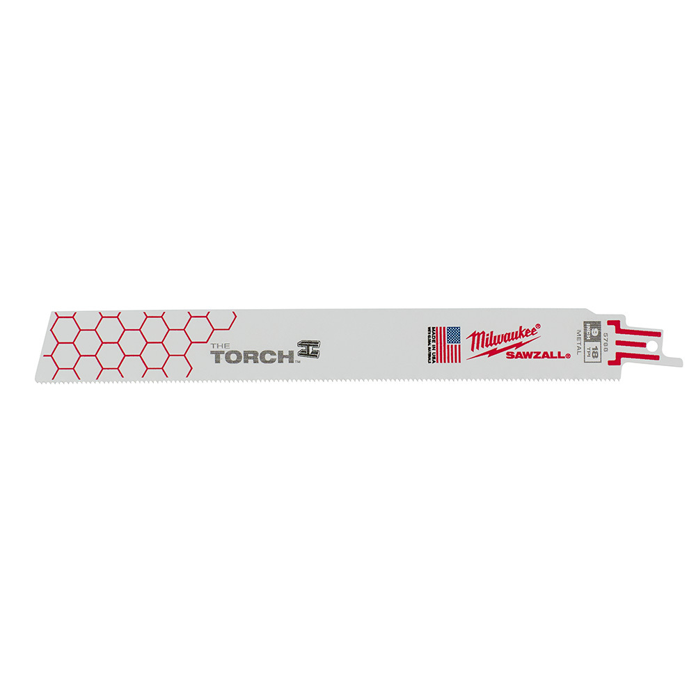 48-00-5788 Sawzall The Torch Demolition Straight Back Reciprocating Saw Blade, 9 in L x 1 in W, 18 TPI, Bi-Metal Body, Universal/Toothed Edge Tang