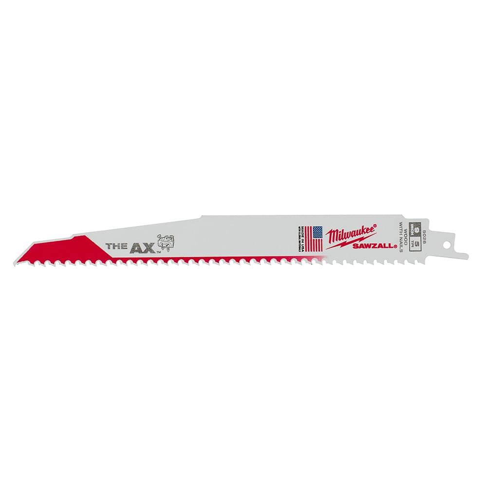 48-00-8026 Sawzall Tapered Back Reciprocating Saw Blade, 9 in L x 1 in W, 5 TPI, Bi-Metal Body, Universal/Toothed Edge Tang