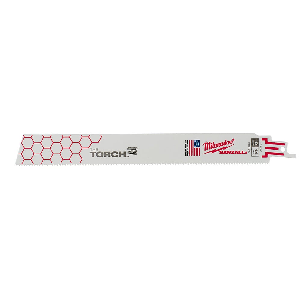 48-00-8787 Sawzall The Torch Demolition Straight Back Reciprocating Saw Blade, 9 in L x 1 in W, 14 TPI, Bi-Metal Body, Universal/Toothed Edge Tang