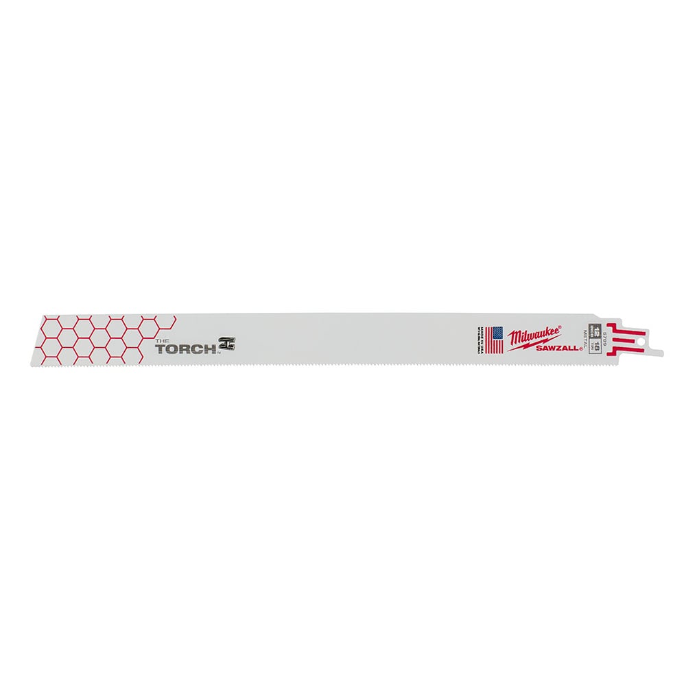 48-00-8789 Sawzall The Torch Demolition Double Duty Straight Back Reciprocating Saw Blade, 12 in L x 1 in W, 18 TPI, Bi-Metal Body, Universal/Toothed Edge Tang