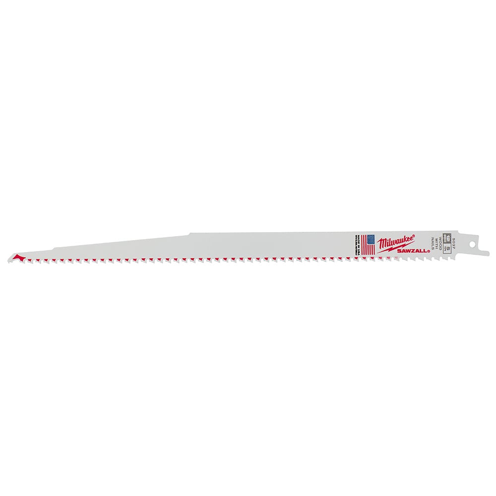 48-01-6037 Sawzall Heavy Duty High Performance Tapered Back Reciprocating Saw Blade, 12 in L x 3/4 in W, 5 TPI, Bi-Metal Body, Universal/Toothed Edge Tang