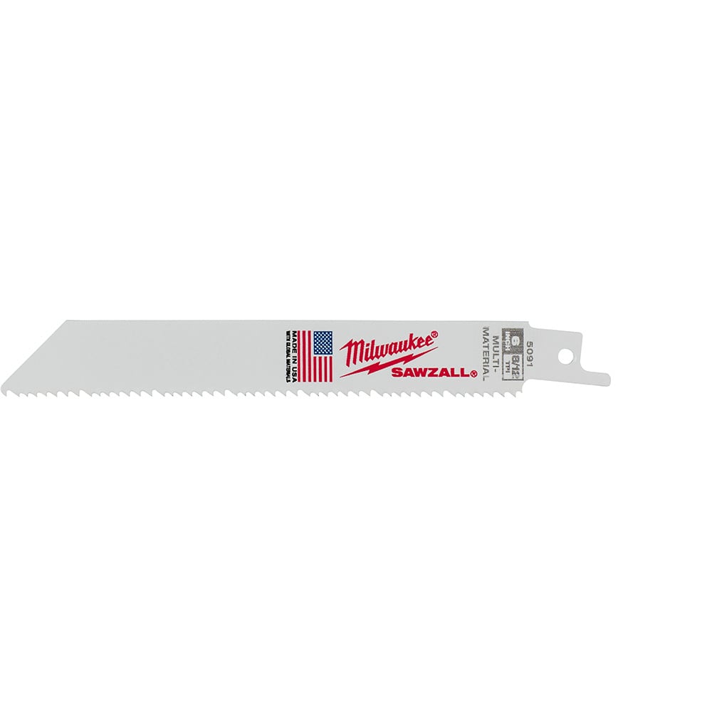 48-01-6091 Sawzall Thin Kerf Tapered Back Reciprocating Saw Blade, 6 in L x 3/4 in W, 8/12 TPI, Bi-Metal Body, Universal/Toothed Edge Tang