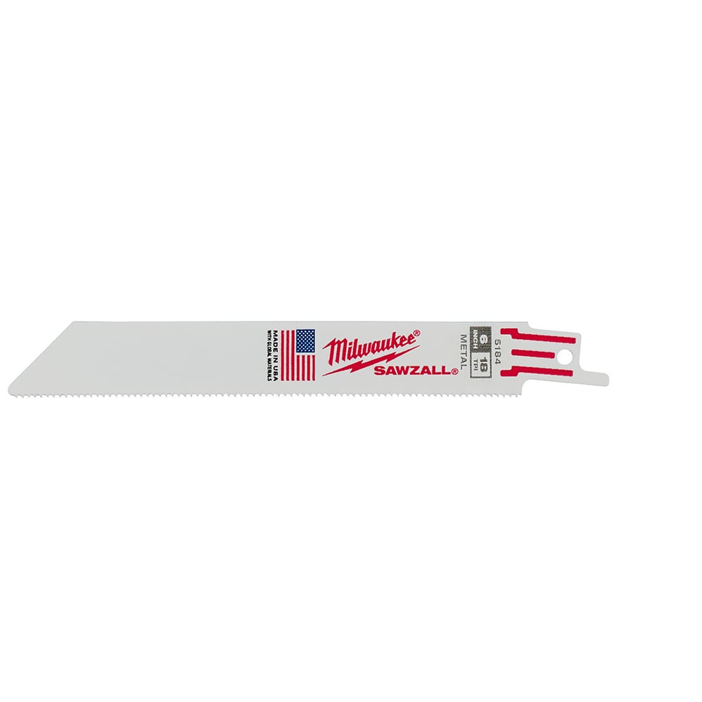 48-01-6184 Sawzall Double Duty Straight Back Thin Kerf Reciprocating Saw Blade, 6 in L x 3/4 in W, 18 TPI, Bi-Metal Body, Universal/Toothed Edge Tang