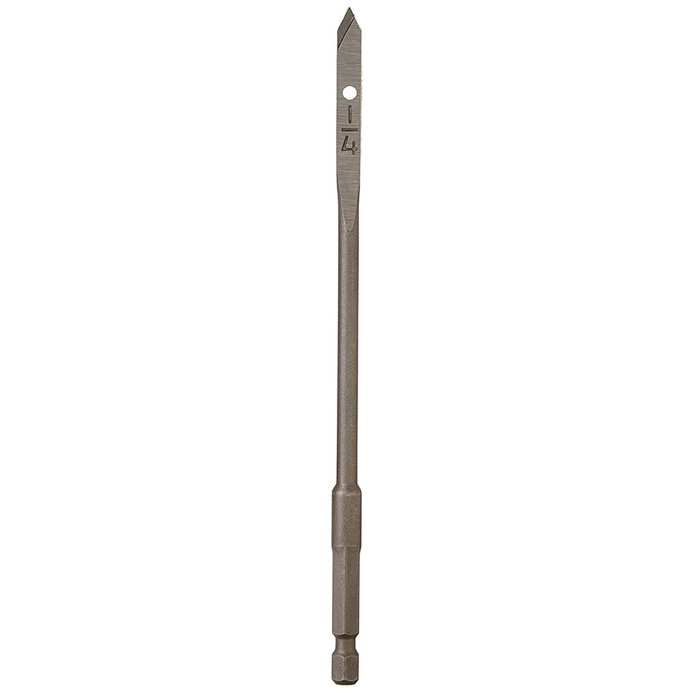 48-27-0251 Flat Boring Bit, 1/4 in Dia, 6-3/16 in OAL, Flat Flute, 3/16 in Shank