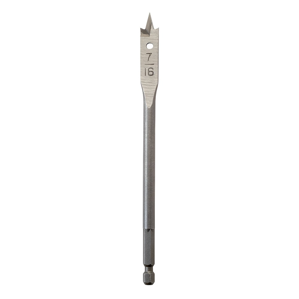 48-27-0441 Flat Boring Bit, 7/16 in Dia, 6 in OAL, Flat Flute, 1/4 in Shank