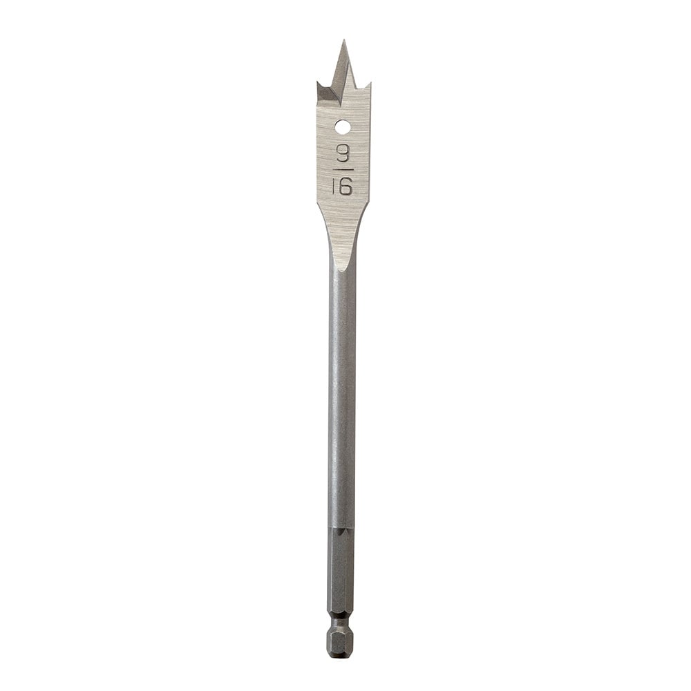 48-27-0561 Heavy Duty Flat Boring Bit, 9/16 in Dia, 6-1/8 in OAL, Flat Flute, 1/4 in Shank