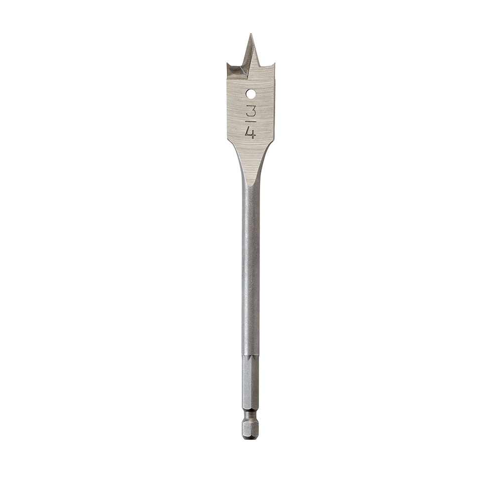 48-27-0751 Heavy Duty Flat Boring Bit, 3/4 in Dia, 6-3/8 in OAL, Flat Flute, 1/4 in Shank