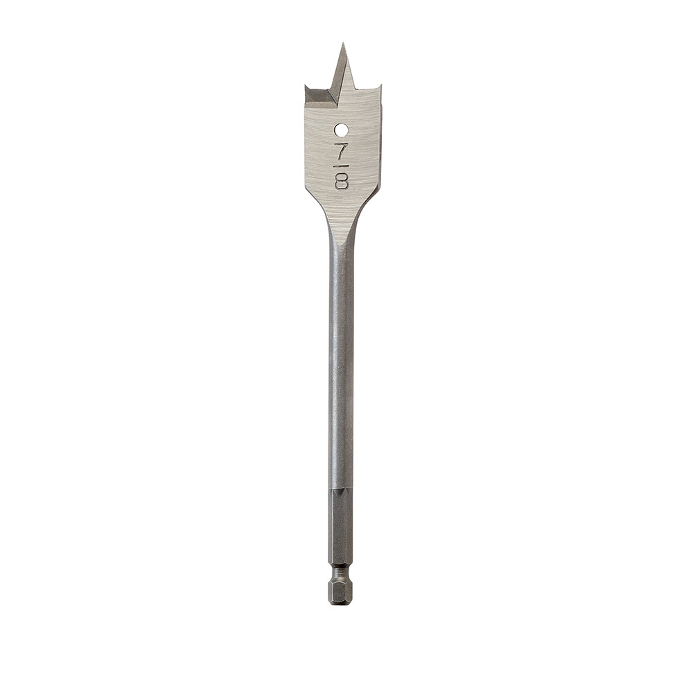 48-27-0871 Heavy Duty Flat Boring Bit, 7/8 in Dia, 6-1/8 in OAL, Flat Flute, 1/4 in Shank