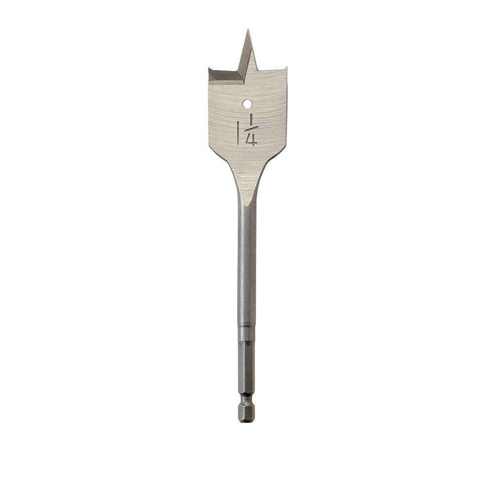 48-27-1251 Heavy Duty Flat Boring Bit, 1-1/4 in Dia, 6-3/8 in OAL, Flat Flute, 1/4 in Shank