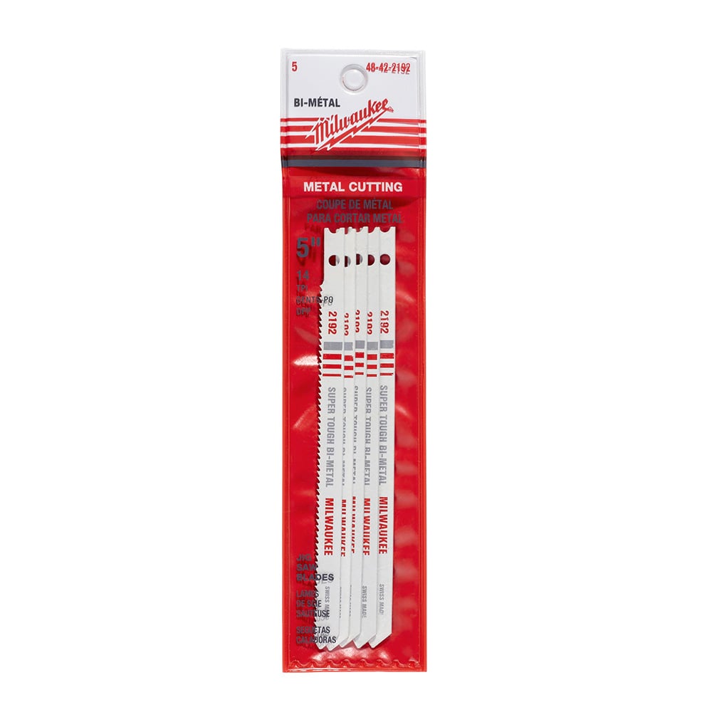 48-42-2192 Jig Saw Blade, 5 in L x 9/32 in W, 14 TPI, Bi-Metal Cutting Edge, Bi-Metal Body