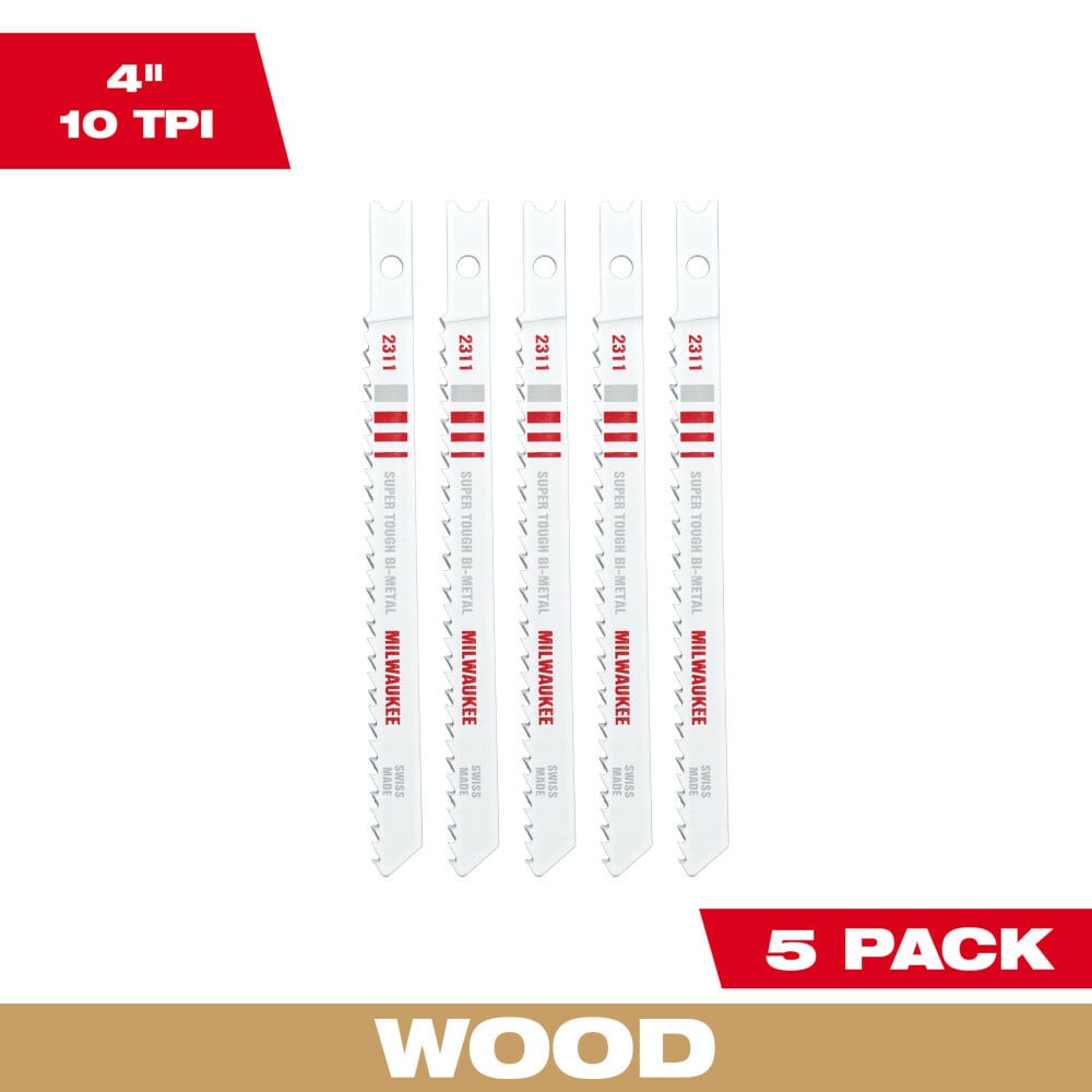 48-42-2311 Jig Saw Blade, 4 in L x 9/32 in W, 10 TPI, Bi-Metal Cutting Edge, Bi-Metal Body