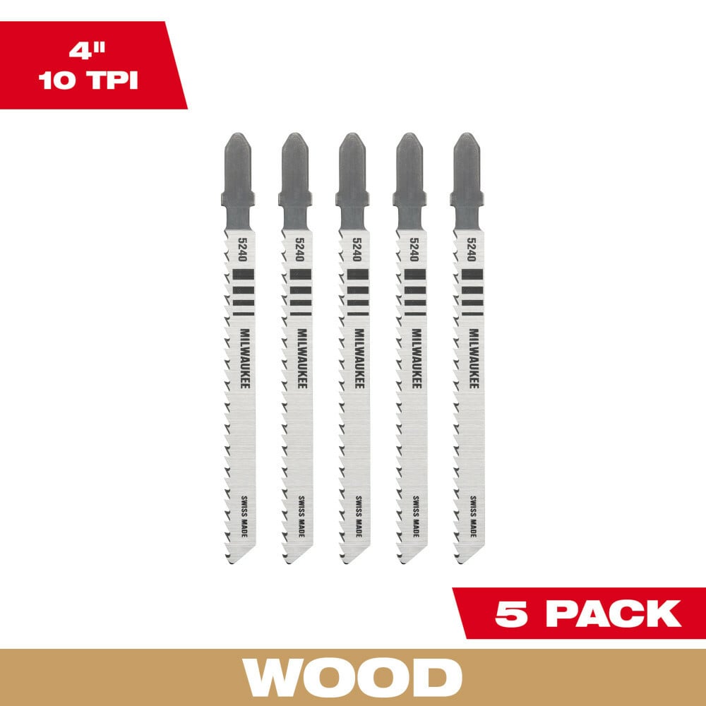 48-42-5240 Heavy Duty Jig Saw Blade, 4 in L x 9/32 in W, 10 TPI, High Carbon Steel Cutting Edge, High Carbon Steel Body