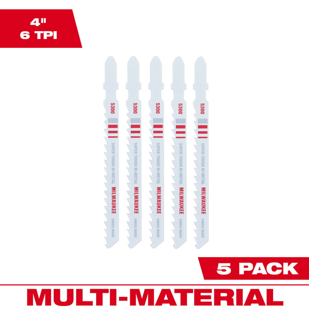 48-42-5300 Heavy Duty Jig Saw Blade, 4 in L x 9/32 in W, 6 TPI, Bi-Metal Cutting Edge, Bi-Metal Body