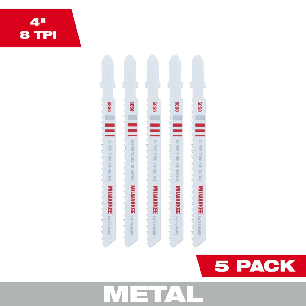 48-42-5850 Heavy Duty Jig Saw Blade, 4 in L x 9/32 in W, 8 TPI, Bi-Metal Cutting Edge, Bi-Metal Body