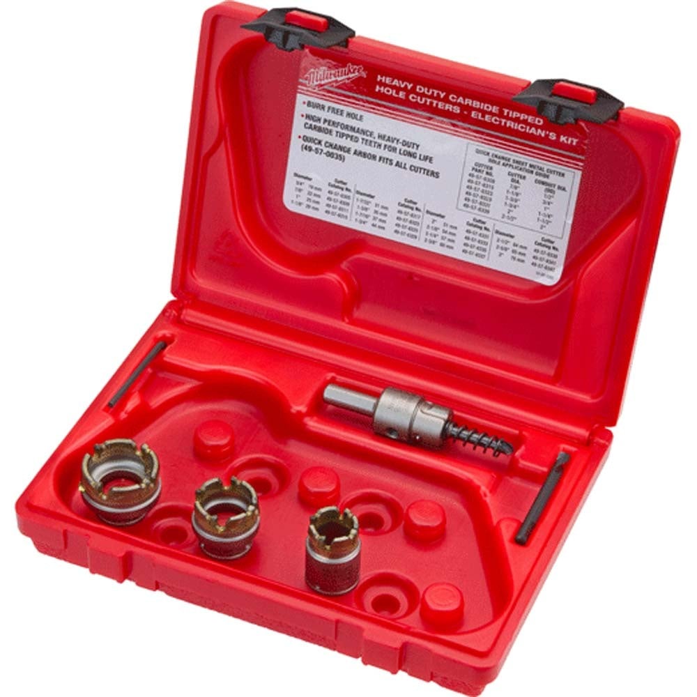 49-22-8300 Quick-Change Electricians Hole Saw Sheet Cutter Kit, 5 Pieces, For Use With 49-57-0035 and 49-57-0037 Quick-Change Arbor, Carbide Tip