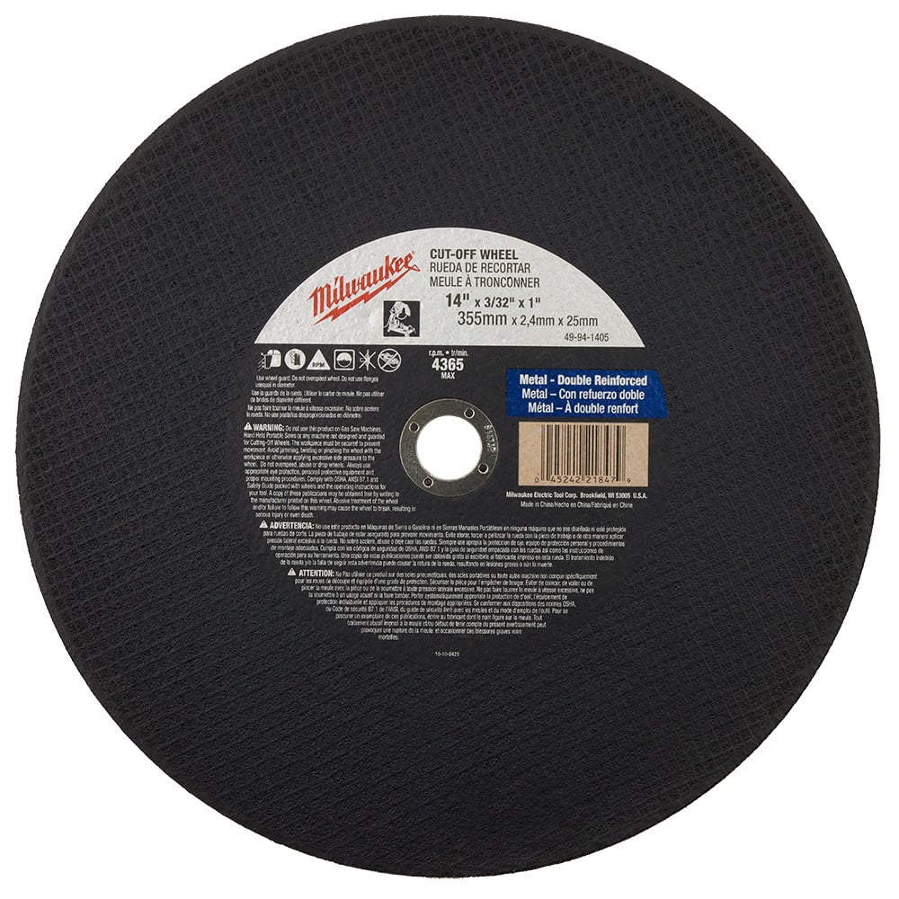 49-94-1405 General Purpose Cut-Off Wheel, 14 in Dia x 3/32 in THK, 1 in Center Hole, A36P Grit, Aluminum Oxide Abrasive