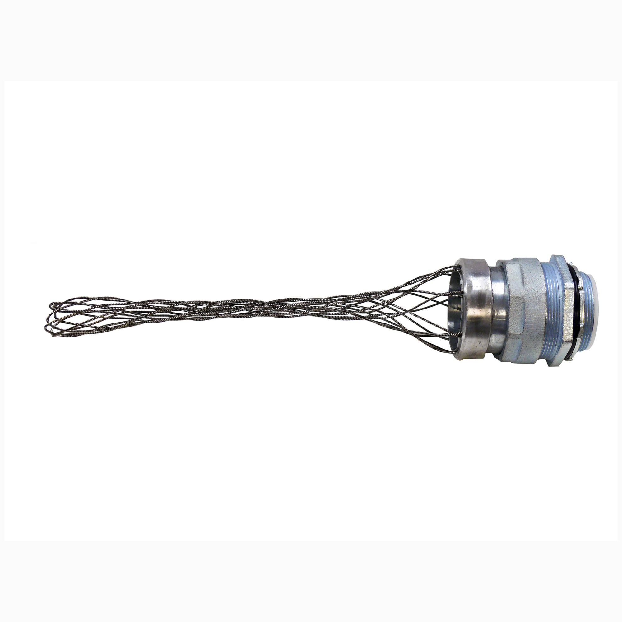4Q-100WM Concretetight Oiltight Raintight Liquid Tight Conduit Connector With Wire Mesh Strain Relief Grip and Insulated Throat, 1 in Trade, Malleable Iron, Zinc Electroplated