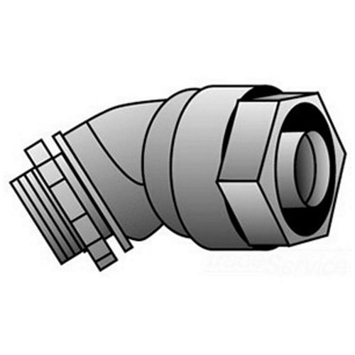4Q-4200 Concretetight Liquid Tight Oiltight Raintight Conduit Connector, 2 in Trade, 45 deg, Malleable Iron, Zinc Electroplated