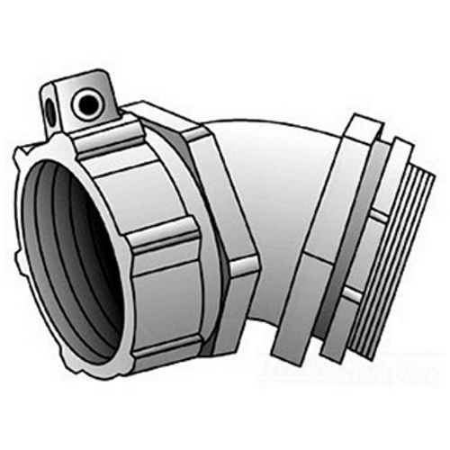 4Q-4400LT Ground-Tite Type 4Q-LT Male Conduit Connector With Insulated Throat, Grounding Lug, 4 in Trade, For Use With Liquidtight Flexible Metal Conduit, Malleable Iron/Steel, Electro-Plated Zinc