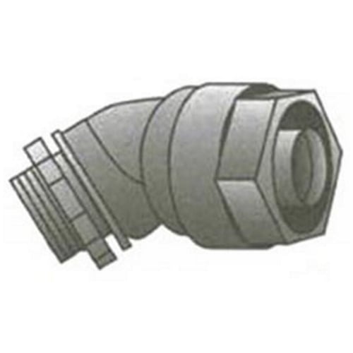 4Q-450TG Concretetight Liquid Tight Oiltight Raintight Conduit Connector With Insulated Throat, 1/2 in Trade, 45 deg, Malleable Iron, Galvanized