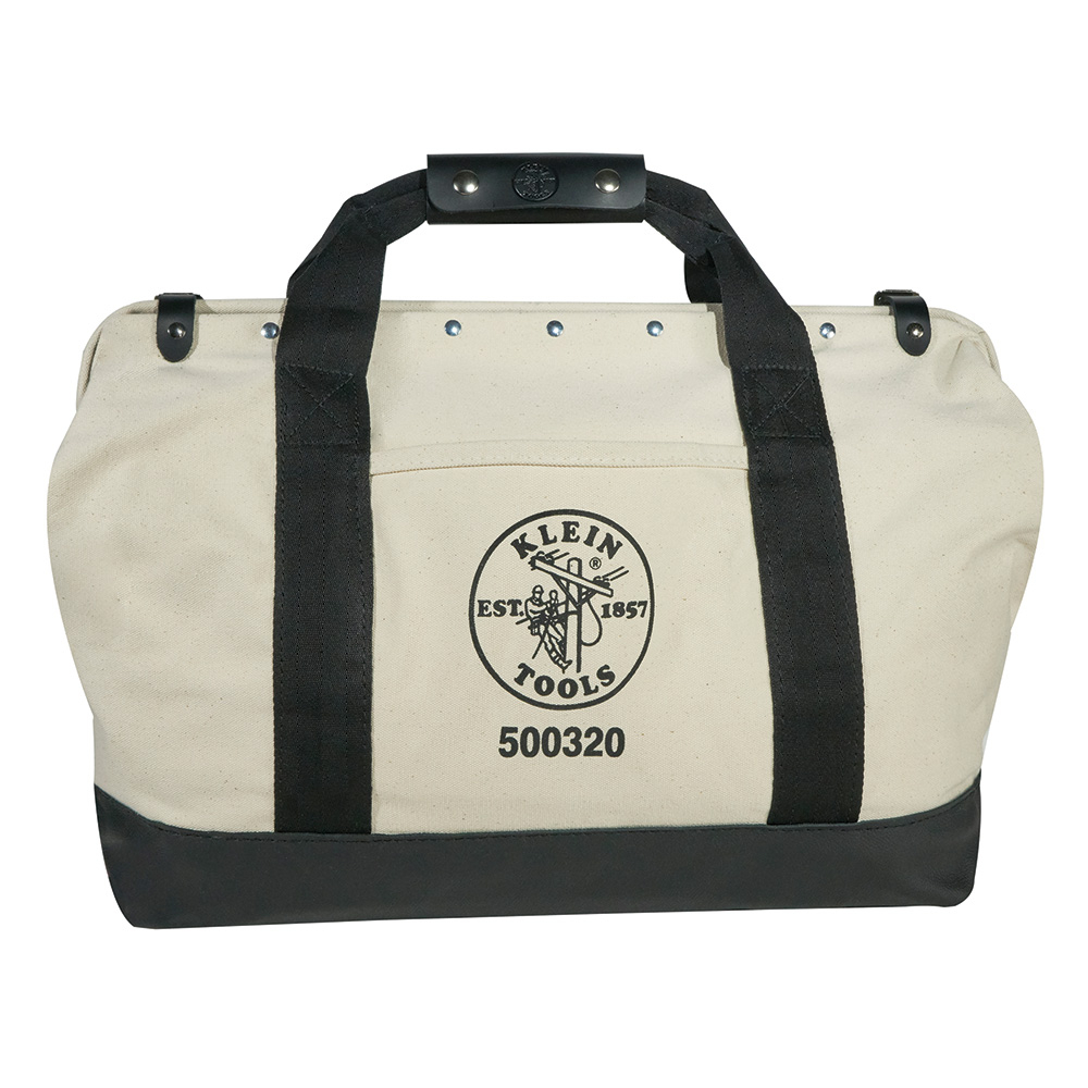 5003-20 Heavy Duty Leather Bottom Tool Bag, Canvas, Black/Tan