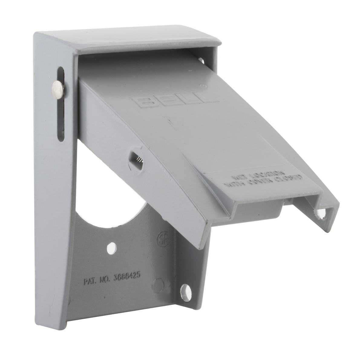 5029-0 Weatherproof Flip Cover, 1.71 in Dia, 2-3/4 in L x 2-3/4 in W x 1-1/8 to 4-7/16 in D, Die Cast Aluminum