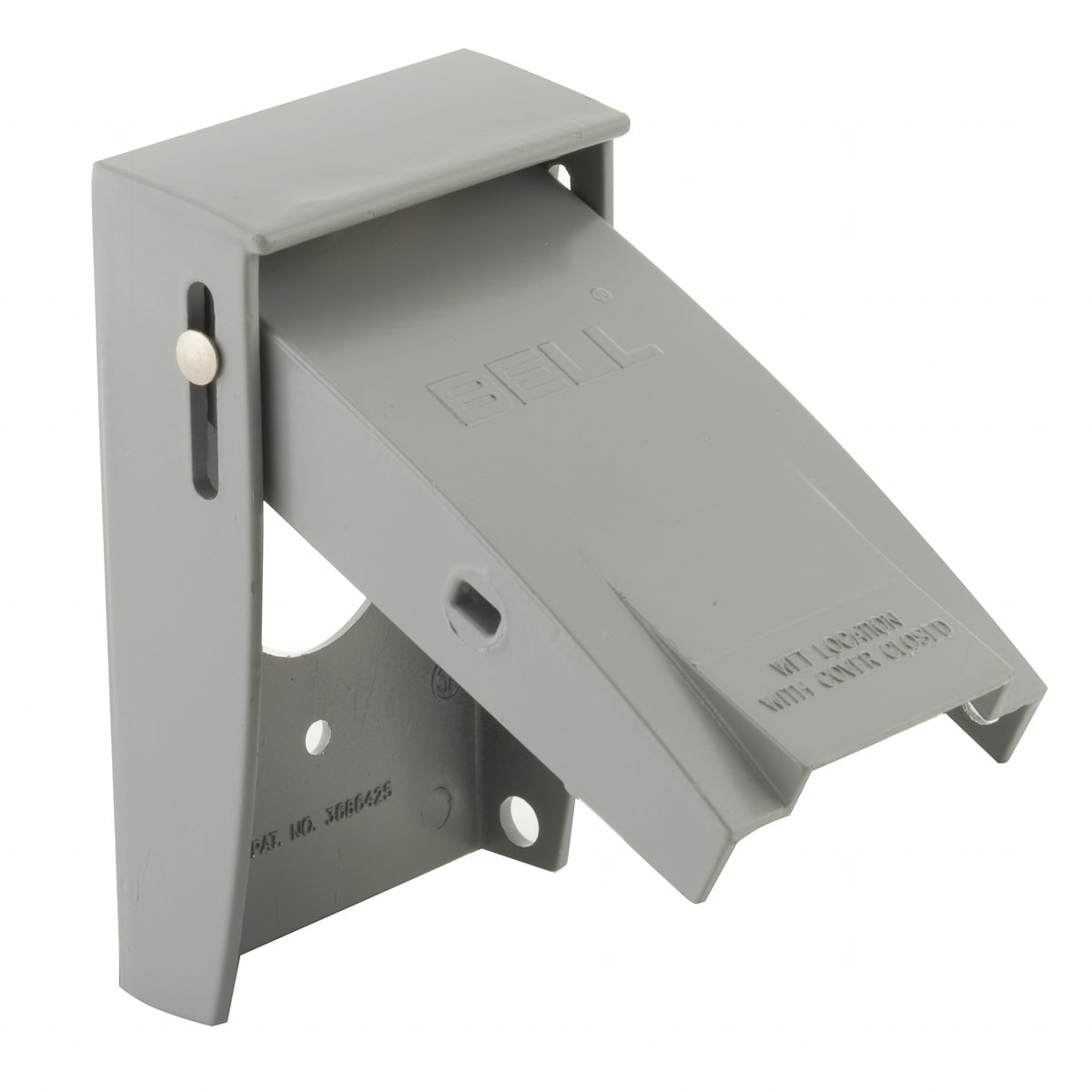 5031-0 Weatherproof Flip Cover, 1.406 in Dia, 2-3/4 in L x 2-3/4 in W x 1-1/8 to 4-7/16 in D, Flip/Snap/(1) 1.406 in Receptacle Cover, Die Cast Aluminum