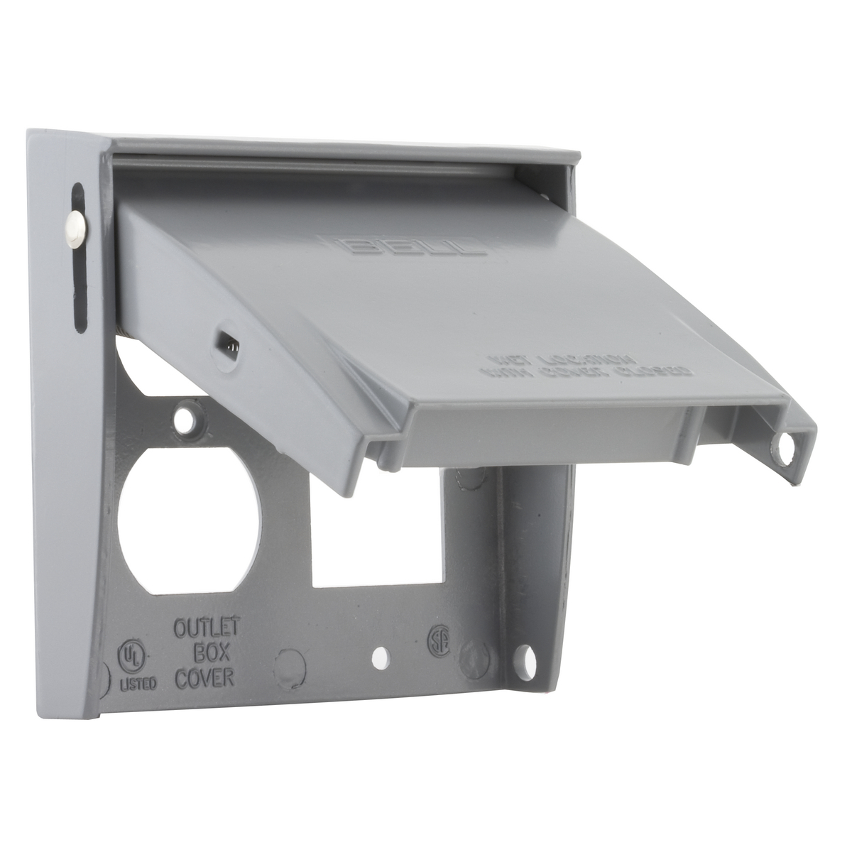 5033-0 Weatherproof Flip Cover, 4.5626 in L x 4-1/2 in W x 1-3/16 to 4-7/16 in D, Flip/Snap/(1) Duplex/(1) GFCI Cover, Die Cast Aluminum