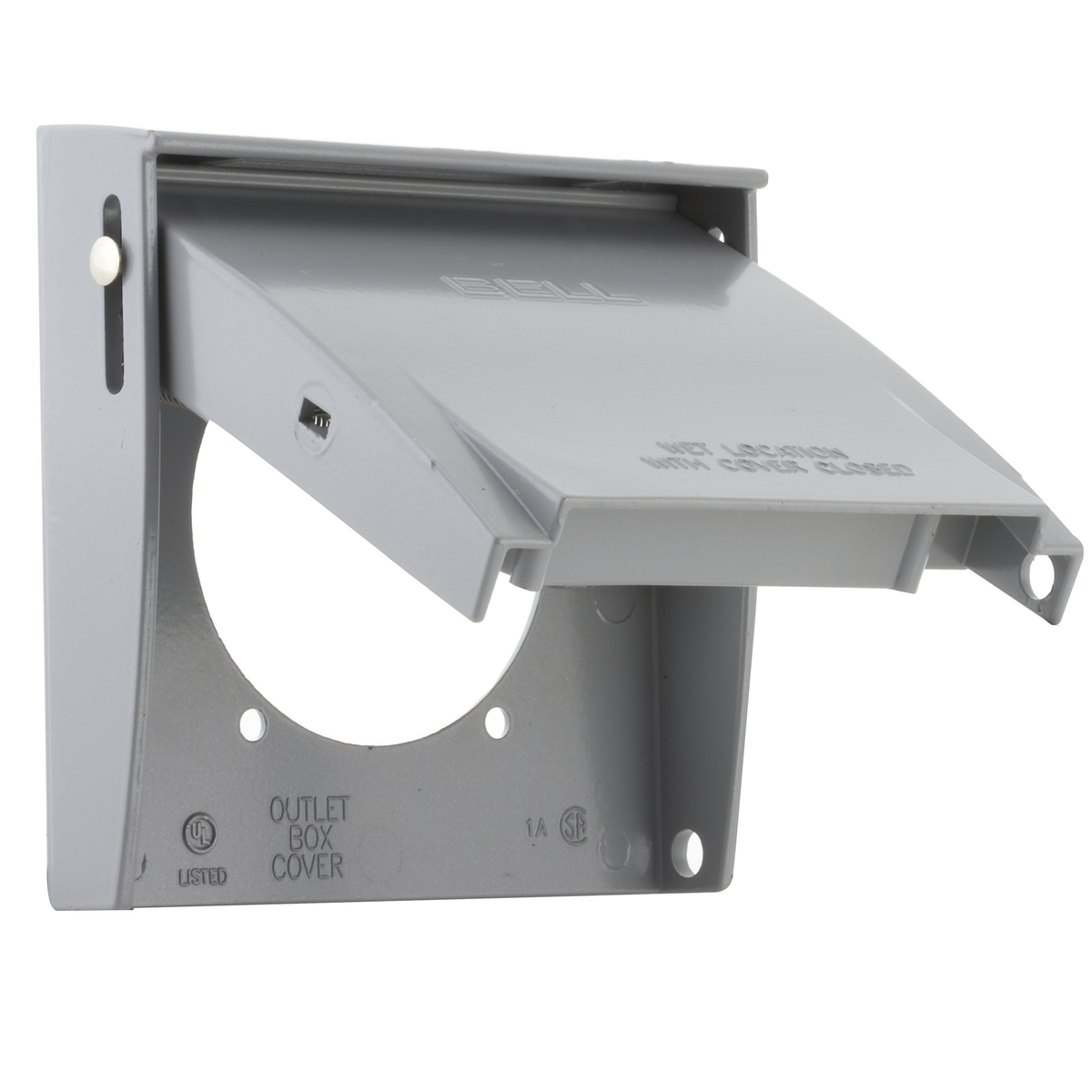 5034-0 Weatherproof Flip Cover, 2-5/8 in Dia, 4.5627 in L x 4-1/2 in W x 1-3/16 to 4-7/16 in D, Die Cast Aluminum