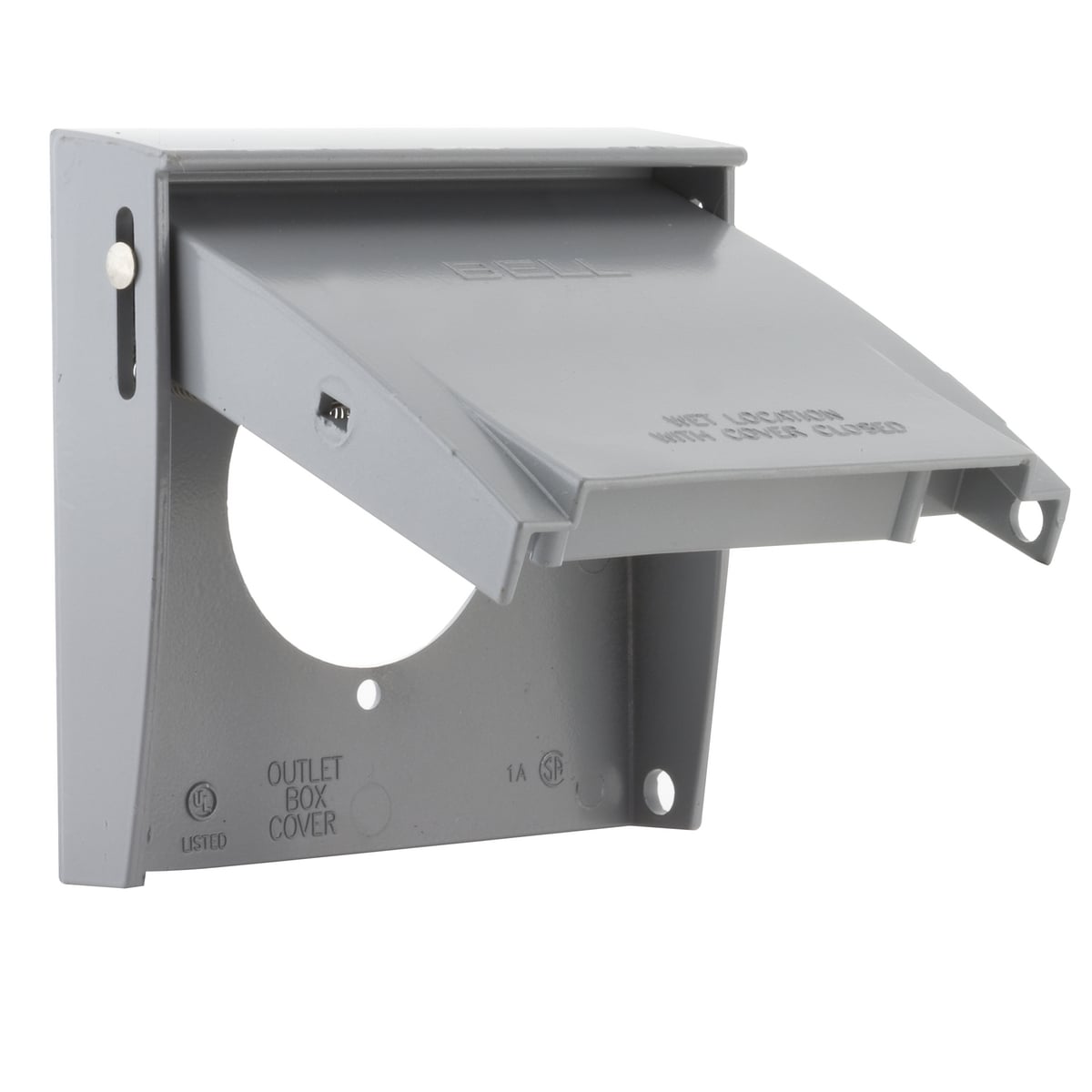 5036-0 Weatherproof Flip Cover, 2.156 in Dia, 4.5628 in L x 4-1/2 in W x 1-3/16 to 4-7/16 in D, Die Cast Aluminum